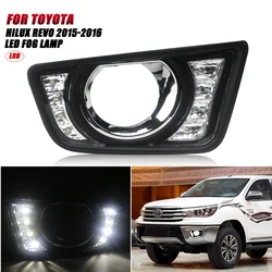 LED DRL Day Light FOR TOYOTA Hilux REVO 2015-2016 Daytime Running Light Fog Lamp Bezel Dynamic