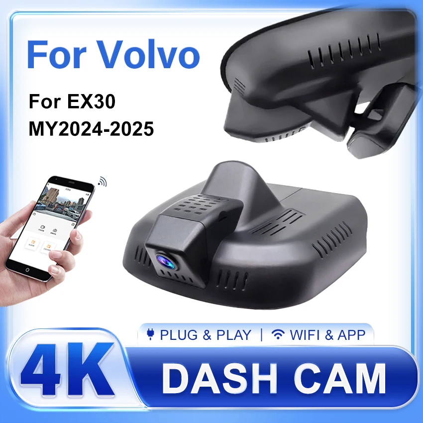 

Dash Camera 4K for Volvo EX30 2024 2025, Plug and Play Wireless WIFI Control Car Video Recorder DashCam for Volvo EX30