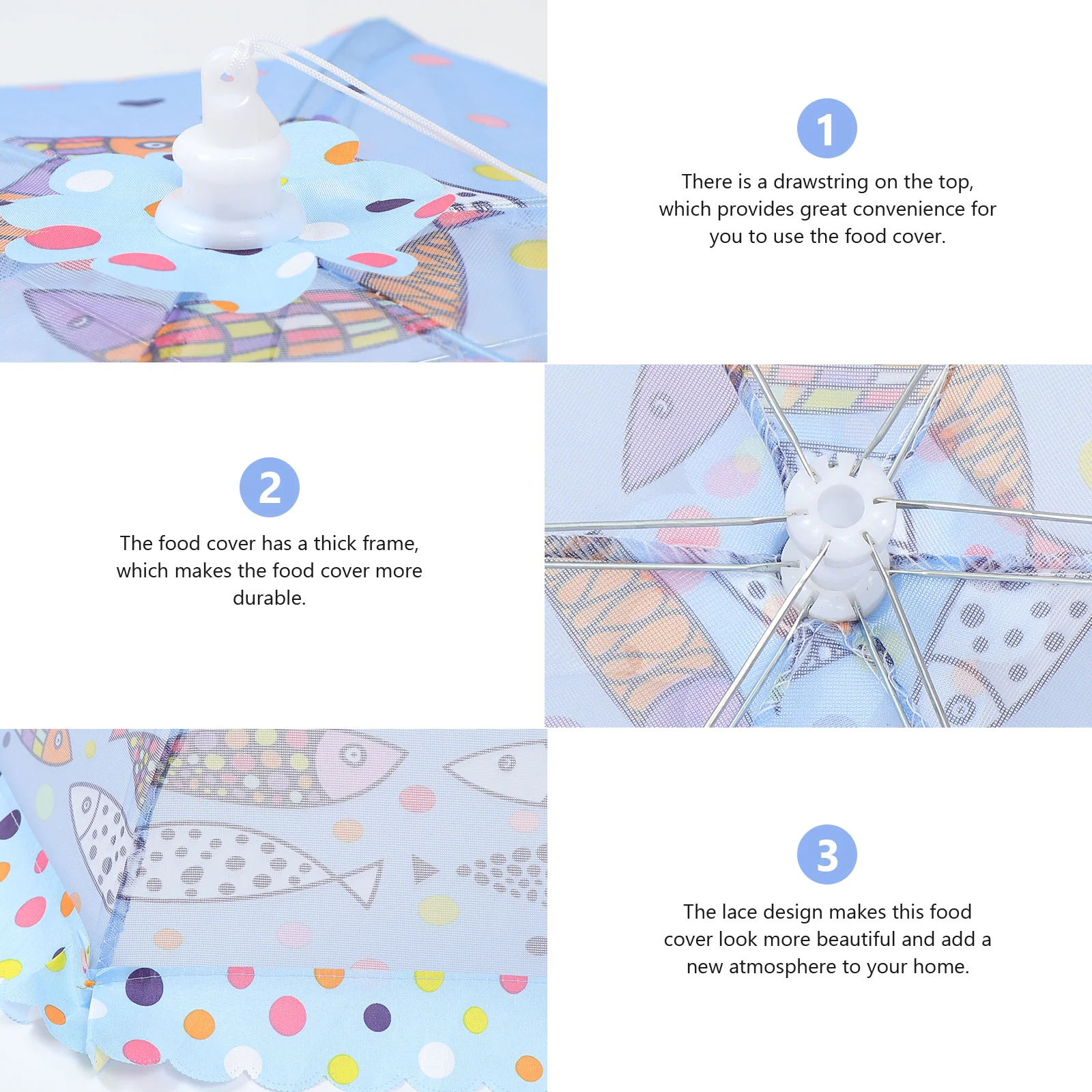 

1Pcs Dustproof Foldable Food Cover Household Vegetable Dish Protector Dining Table Tent Safe Practical Table Protector