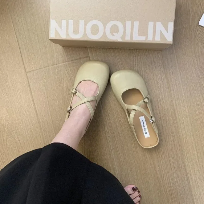 2024 Women\'s Solid Color PVC Sandals, Buckle Belt Soft Sole Platform Casual Slides, Closed Toe Non-slip Slides