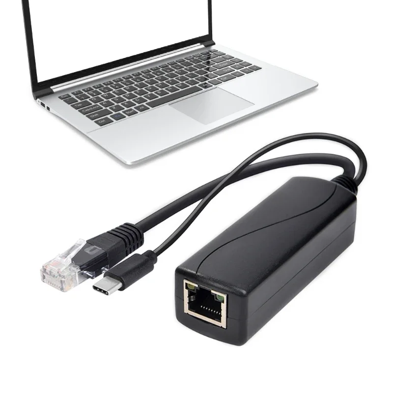 15.4W /30W Type C to Gigabit PoE Ethernet Adapter 100Mbps RJ45 Converters for Fast Speed Networking Connectivitys