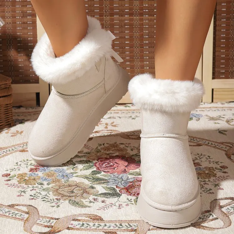 2026 New Women Snow Boots Comfortable Retro Solid Women Shoes Winter Trend Outdoor Warm Boots Women Fashion Plush Platform Shoes