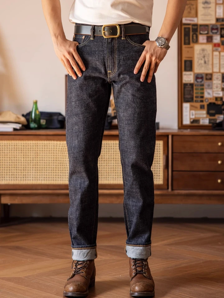 Red Tapered Jeans Men 14oz Selvedge Denim Pencil Pants