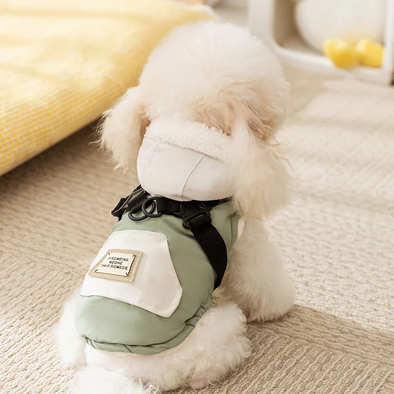 

Autumn and Winter Small Dogs with Hats Thick Vests Cats Warm Dog Parkas Pet Clothing Dog Clothes for Small Dogs Puppy Clothes