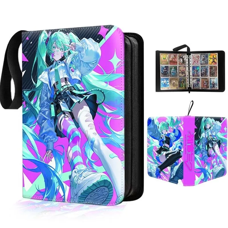 Hatsune Miku 400pcs/900pcs Card Album Book Folder 4/9 Card Slots Collections Zipper Double Pocket Zipper Card