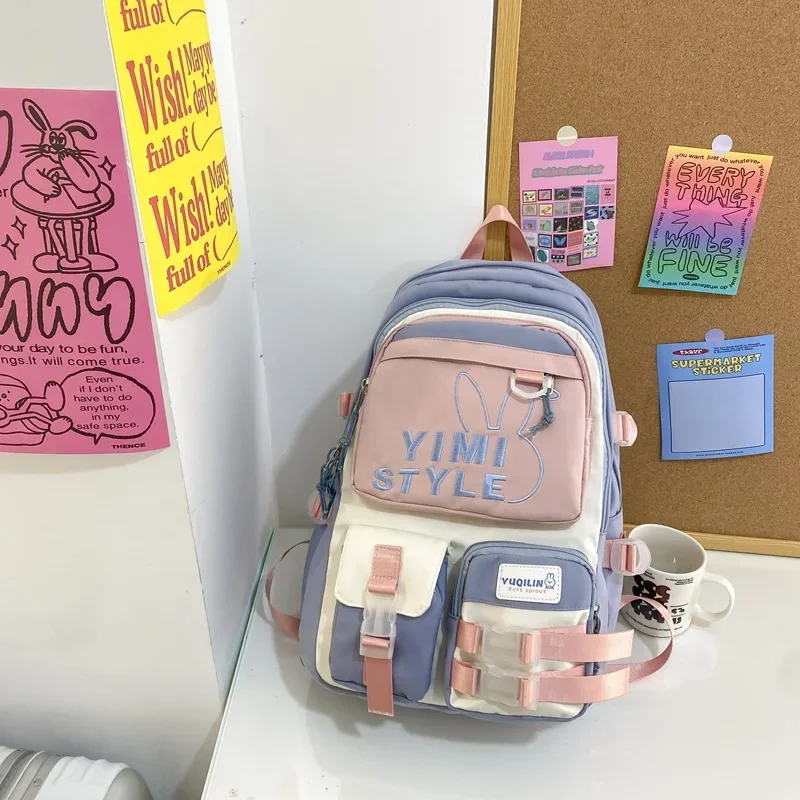 Mochila escolar con cremallera para niñas, mochila escolar ultraligera de gran capacidad para estudiantes jóvenes, nueva mochila de viaje