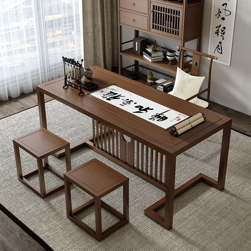 New Chinese solid wood study calligraphy table household zen brush writing calligraphy and painting table
