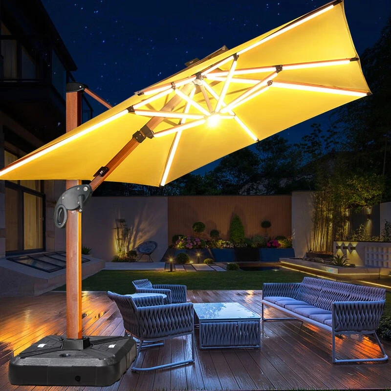 

Outdoor Solar Parasol LED Lamp Courtyard Villa Wind Resistant Roman Umbrella