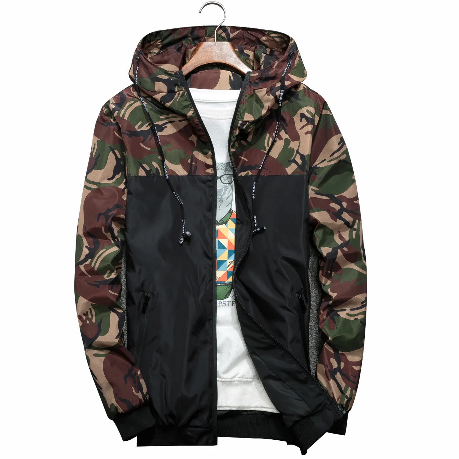 

Nice Spring Autumn Men's Jackets Camouflage Military Hooded Coats Casual Zipper Male Windbreaker Men Brand Clothing