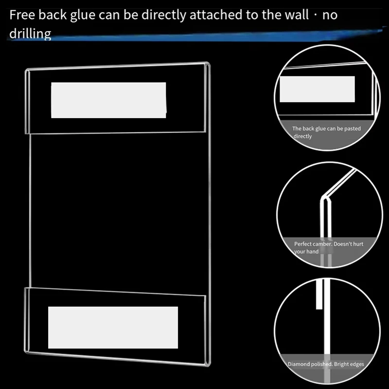 

6Pc Acrylic Photo Frame No-Punch Wall-Mounted Transparent Price TagJAS