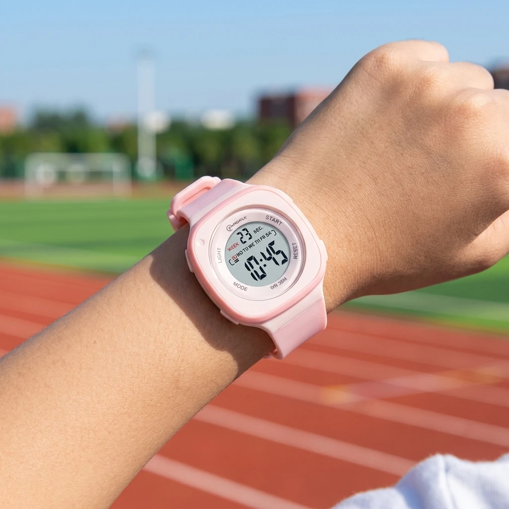 Waterproof Digital Watch Versatile for Sports Youth Electronic Wristwatch Dual Time Zone ABS Case Silicone Band Durable