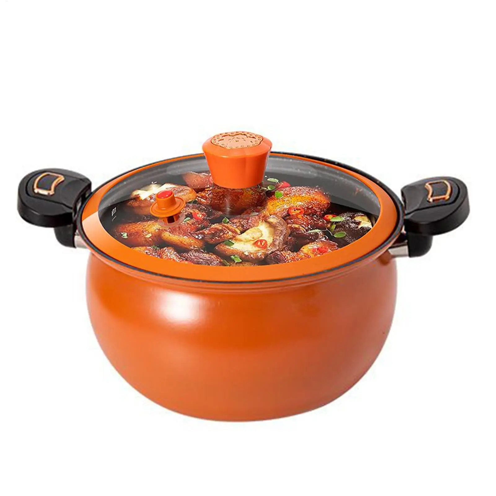 Kleiner Schnellkochtopf, antihaftbeschichteter Kochtopf, schnell erhitzend, antihaftbeschichtet, mit durchsichtigem Deckel zum Kochen, Kochen, Suppen, Essen, Zuhause, Induktion