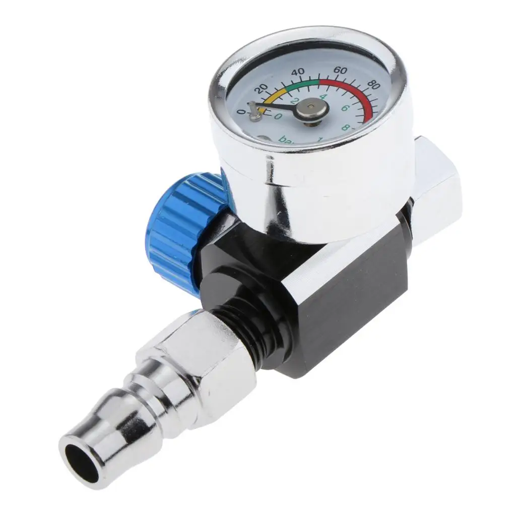 Truck G1/4 Metal Spray Gun Air Pressure Regulator Valve Gauge 0-140PSI