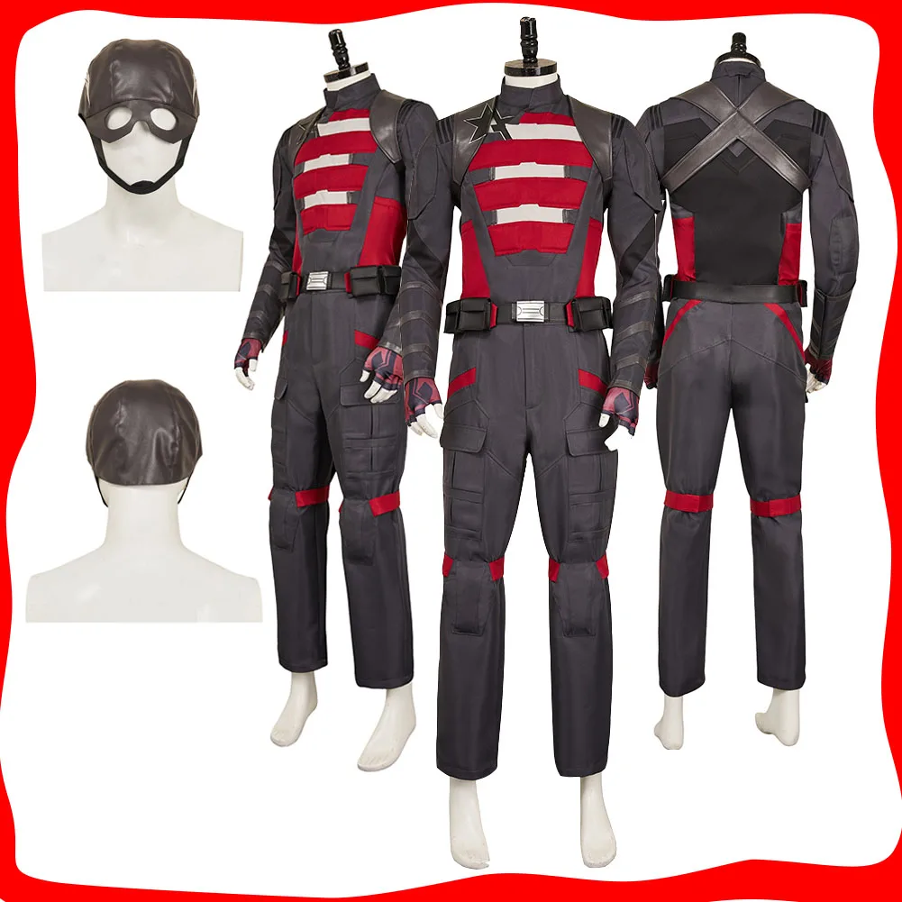 

John Walker Cosplay Men Black Red Roleplay Costume Mask TV Thunder Cosplay Bolts Disguise Clothing Halloween Carnival Party Suit