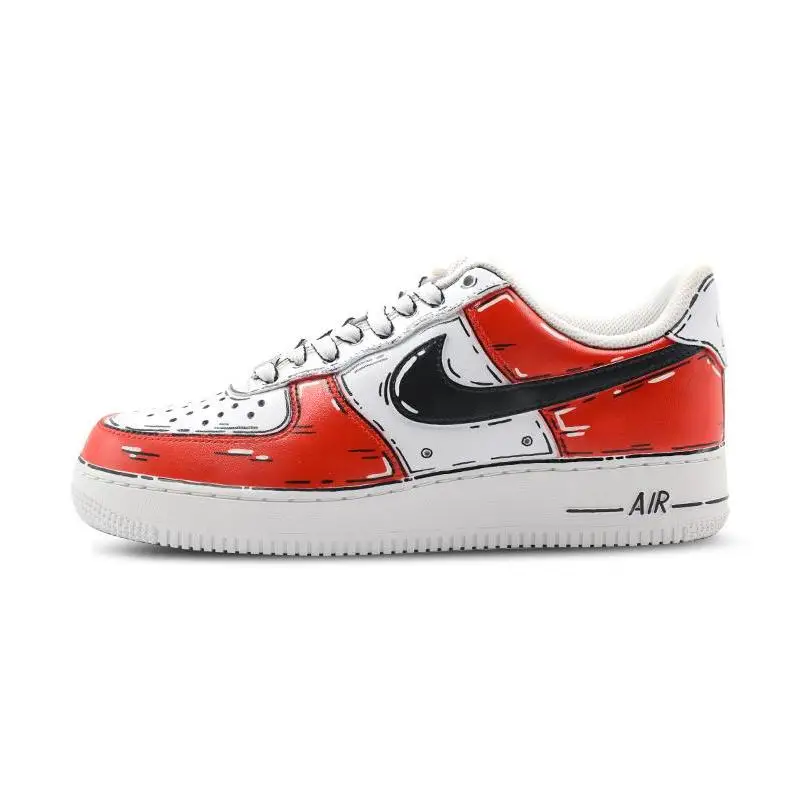 

[Custom Male 2D red mecha QD]Nike Air Force 1 Air Force 1 Anti-Slip And Wear-Resistant Lightweight Low-Top Skateboard Shoes M