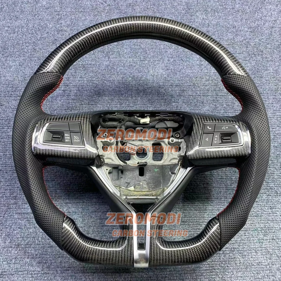 100% Real Carbon Fiber Black Leather Steering Wheel For Maserati Ghibli Quattroporte GTS 2014‑2019 Replacement Car Modification