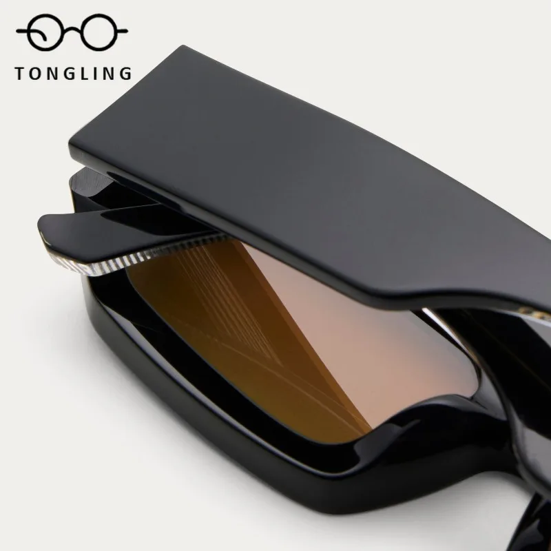 نظارات شمسية عصرية جديدة لعام 2025 للرجال مصنوعة يدويًا من خلات سميكة عالية الجودة مربعة الشكل للاستخدام الخارجي واقية من الأشعة فوق البنفسجية