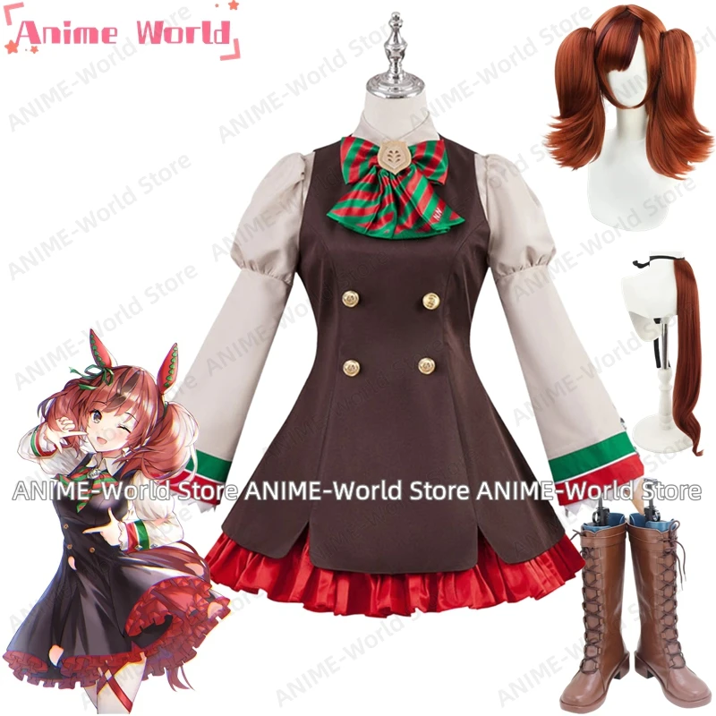 

《Нестандартный размер》Game Uma musume Pretty Derby Nice Nature Poinsettia Ribbon Косплей Костюм Костюм Хэллоуин Одежда Парик Хвост Туфли