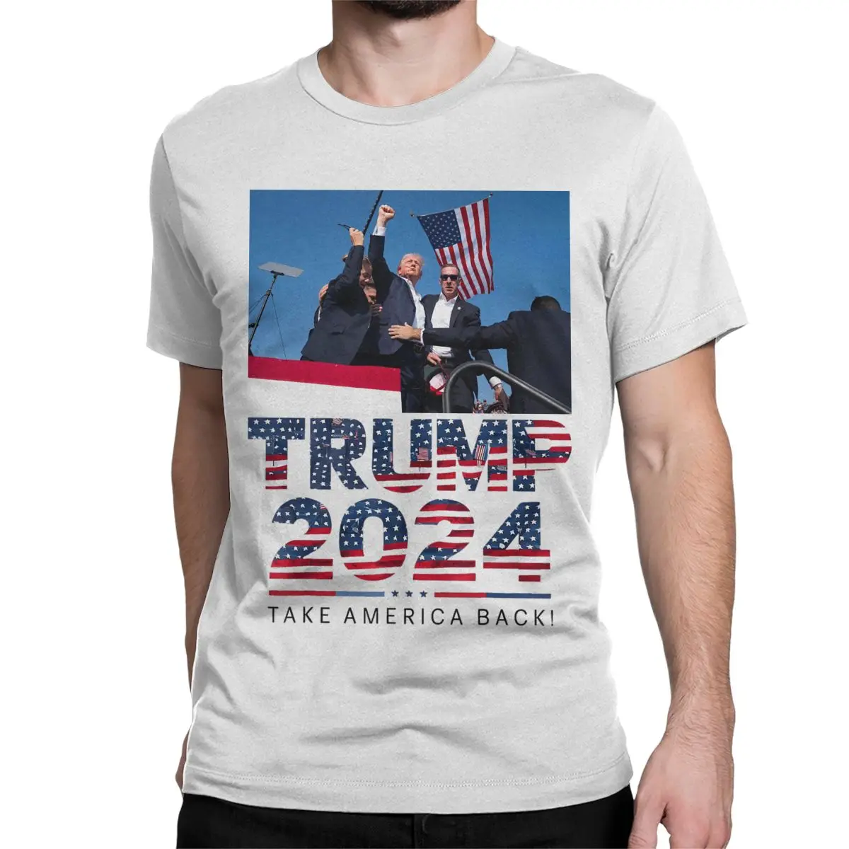 Men Women's T-Shirt Trump Assassination 2024 Election Rally Funny Pure Cotton Tees Take Back America T Shirts Clothes Plus Size