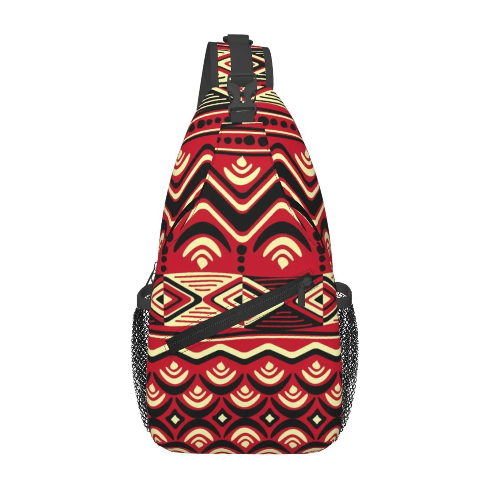 

African Ethnic Geometric Colorful Pattern Chest Bag Men Sling Crossbody Backpack Chest Bag Travel Hiking Daypack Shoulder Bag