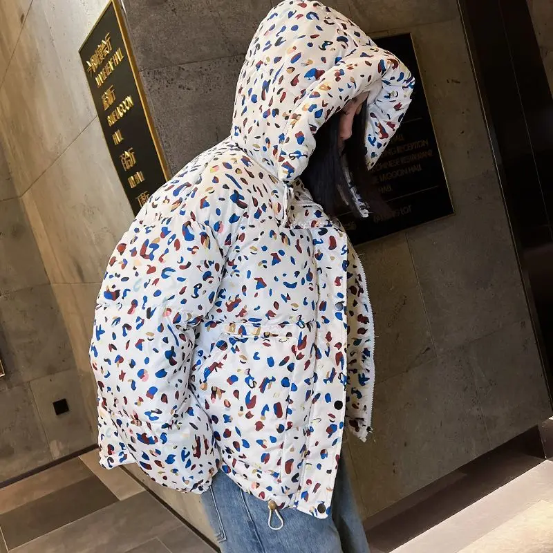 Damska zimowa kurtka puchowa bawełniana 2025 z kapturem Parker Odzież wierzchnia damska Gruba Ciepła Luźna Bawełniana Kurtka Płaszcz