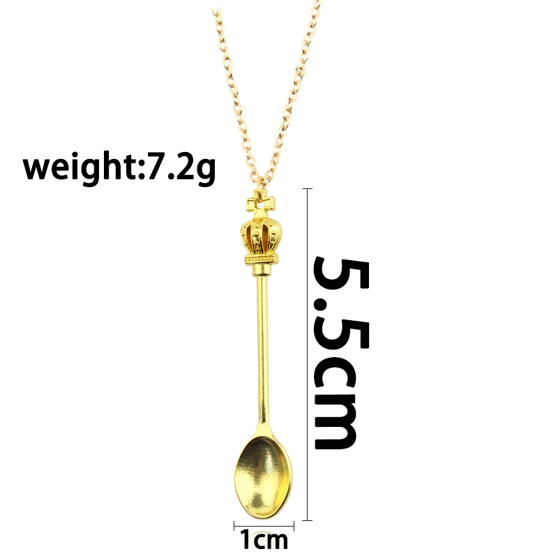 Arrival Alice Crown Spoon Necklace Tiny Tea Spoons Shape Pendant Necklace 4 Colors Creative Jewelry For Women Charm Gift ﻿