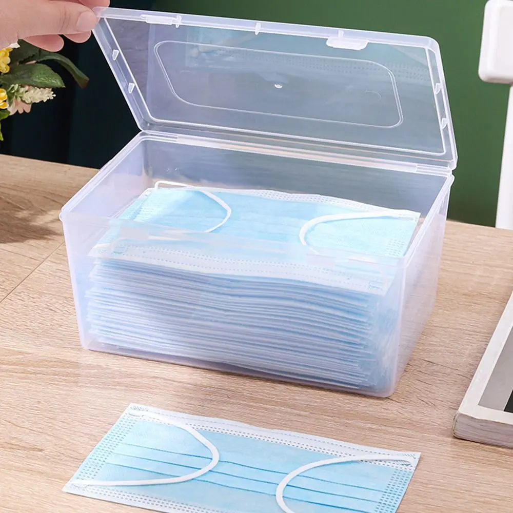 1Pcs Thickened Mask Storage Box Portable Plastic Flip Box Small Large Transparent Drug Storage Pill Jewelery Earrings Cosmetics