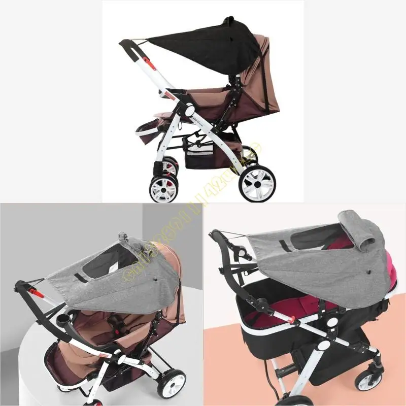 

Infant Sunshade Strollers Protective Cover Pram Sun Shade Canopy Tear Resistance DXAD