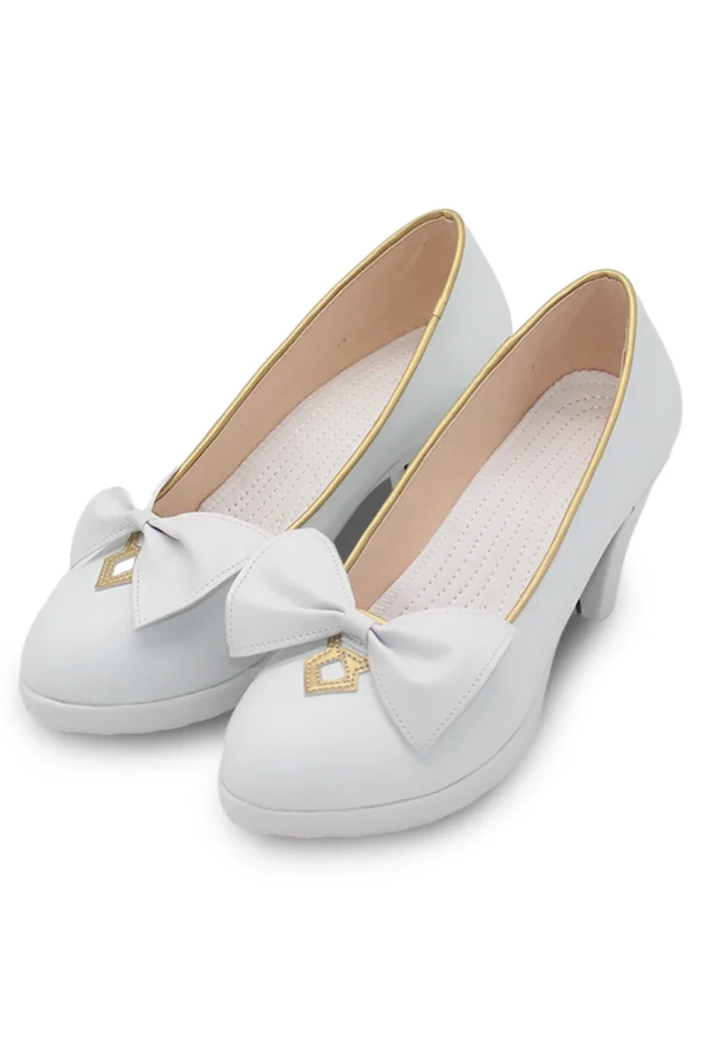 Yurizono Seia Cosplay Schuhe Spiel Blau Archiv Cosplay Prop Weiß High Heel PU Leder Schuhe Halloween Karneval Stiefel Nach Maß