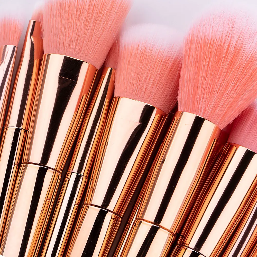 Rose Gold Makeup Brush Set 12Pcs Foundation Eyeshadow Synthetic Powder Contour Blush Concealer Blending Eyeliner Eyebrow