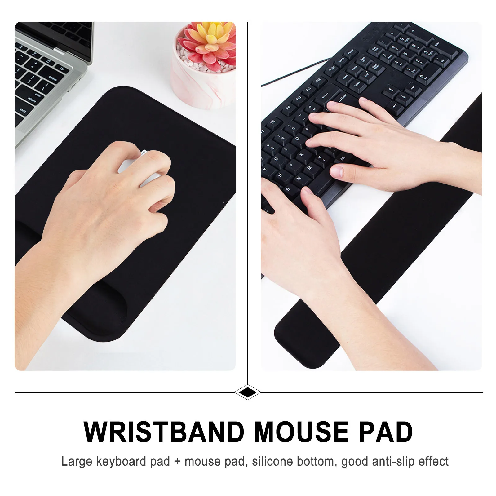 

2pcs Mouse Wrist Rest Pad Ergonomic Support Non-Slip Memory Foam Cushion For Gaming Office Work Computer Accessories