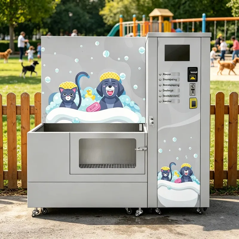 Pet Self-Bathing Booth, Programmable Wash Dryer All-in-One, Smart Water-Saving Grooming System for Pet Store Installation