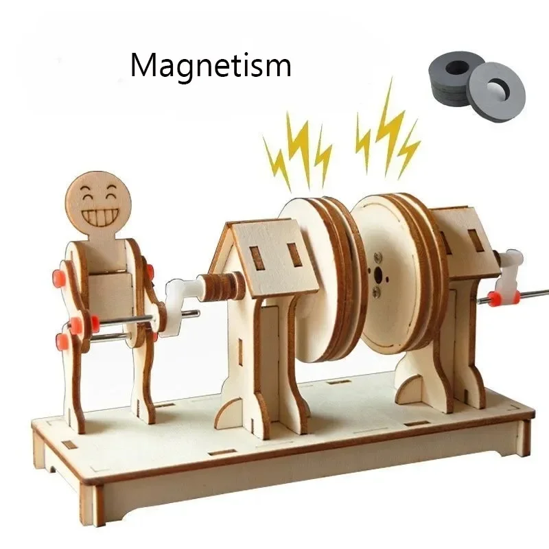 STEAM Magnetic Coupler Experiment Model DIY Wooden Handmade Physics Puzzle Kit Science Educational Kid Toy Making Materials Gift