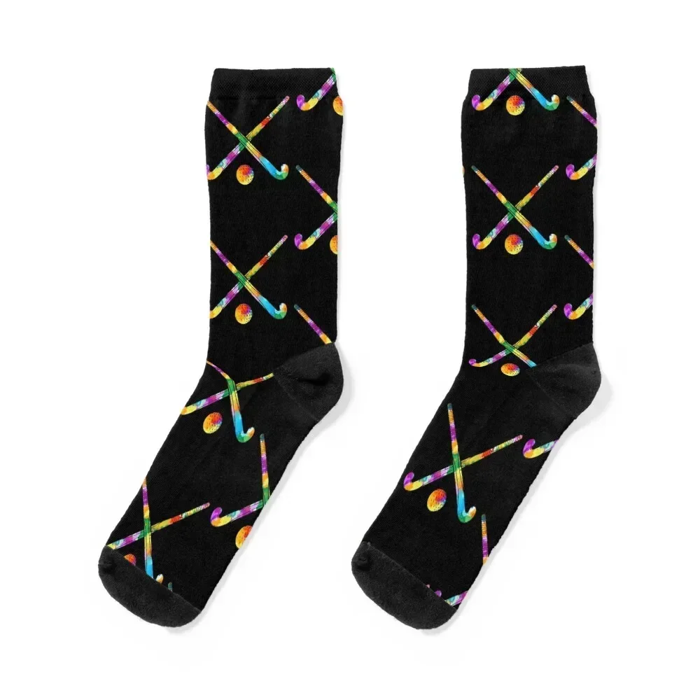 

Watercolor colorful bright Field Hockey Socks Lots colored Soccer gym Mens Socks Women's