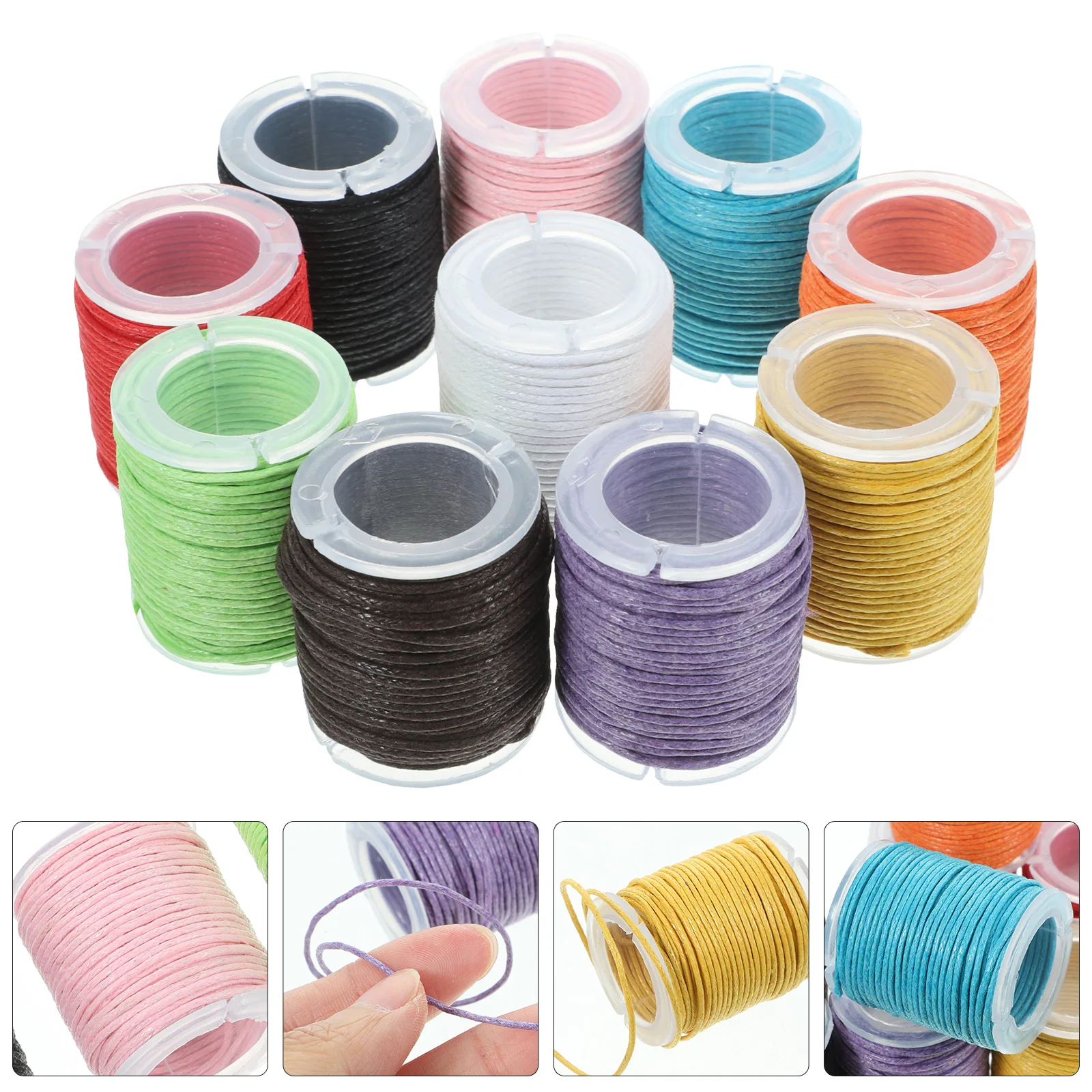 

10pcs 10m Wax Rope Waxed Cotton Cord 1mm DIY Bracelet Necklace Jewelry Making String for Beading Leatherwork Hand Sewing