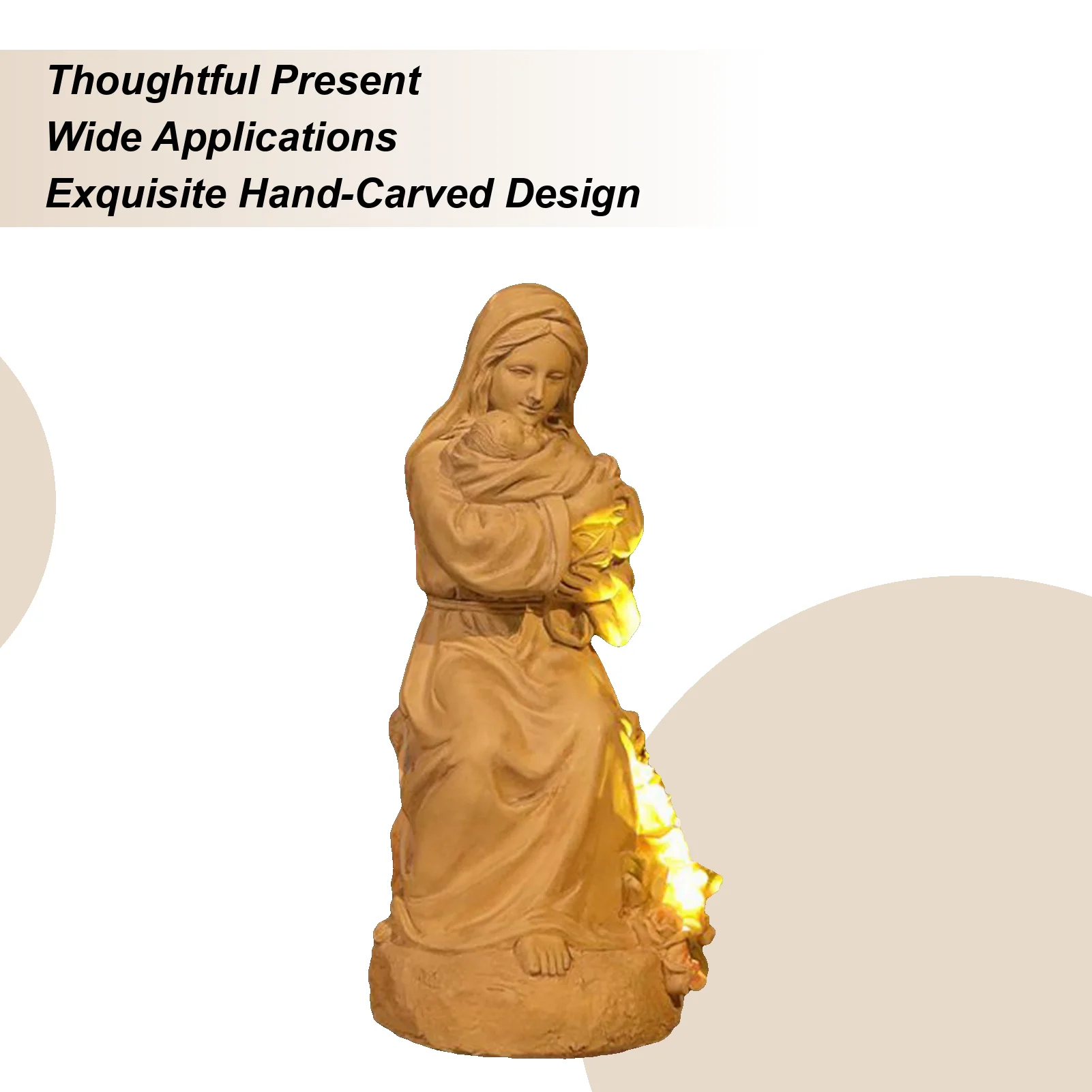 

Mother and Son Figurine Small Family Sculpture Decorative Figurine Ornament with LED Light for Mother's Day Thanksgiving