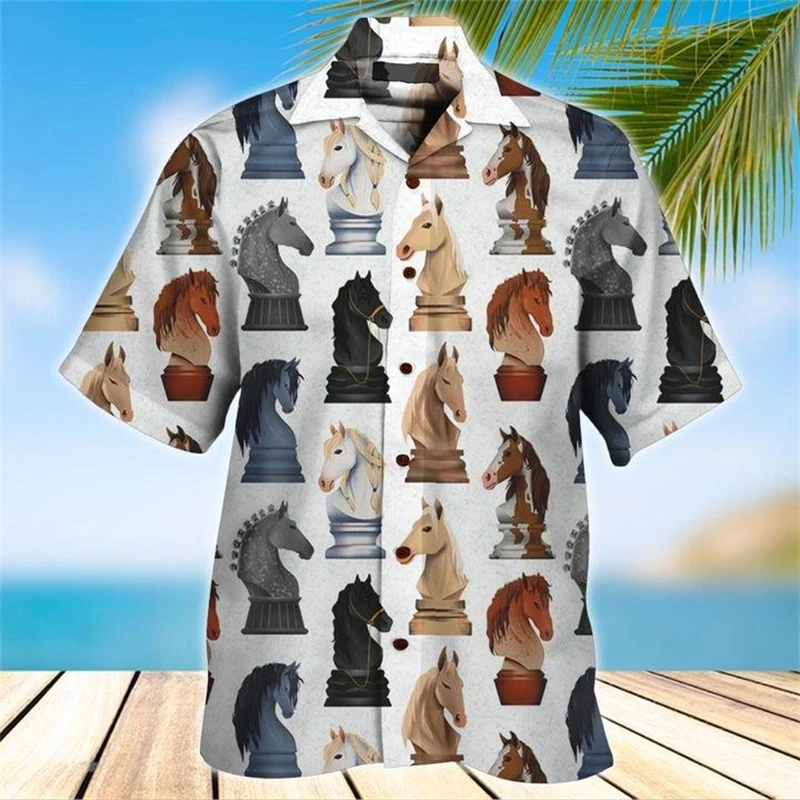 Sommer Hawaiian Schach Grafik Casual Shirt Heißer Verkauf Für Männer 3d Druck Kurzarm Strand Übergroßen Lustige Kleidung Mode Blusen