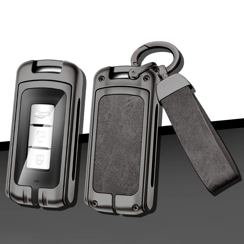 New Leather Zinc Alloy Car Key Case Cover Shell For Mitsubishi Outlander ASX LANCER Pajero Sport Eclipse Car Key Bag Without Key