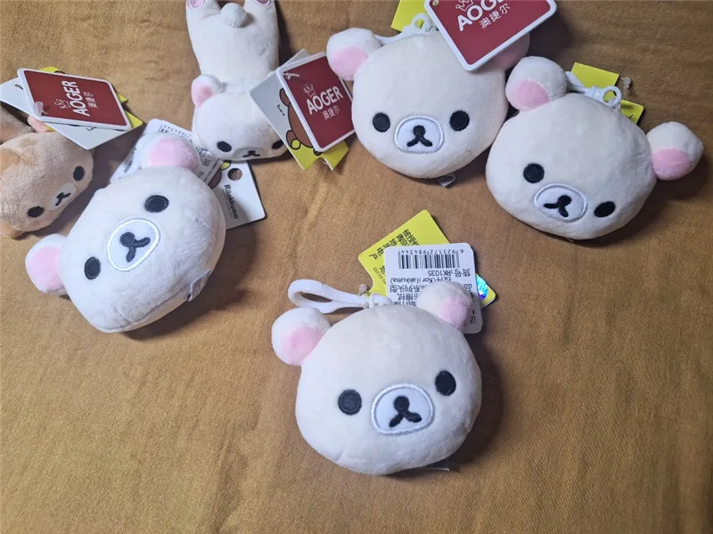 Rilakkuma Korilakkuma Bear Head Plush Keychain Key Chain Clip Kawaii Cute Bag Keychains Keyring Small Gift Girls Toys