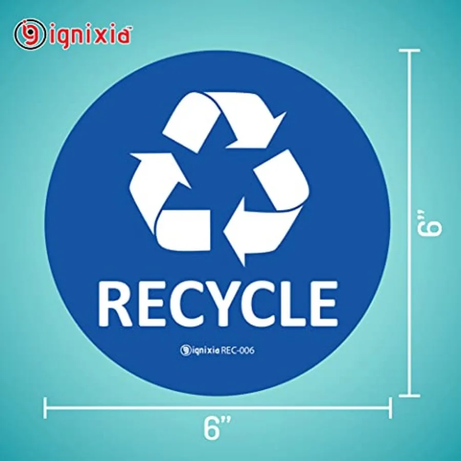 Recycle Stickers for Trash Can 6x6 Inch Large Pack of 2 Recycle Decals for Recycle Bins Waterproof UV Protected Recycling Stick