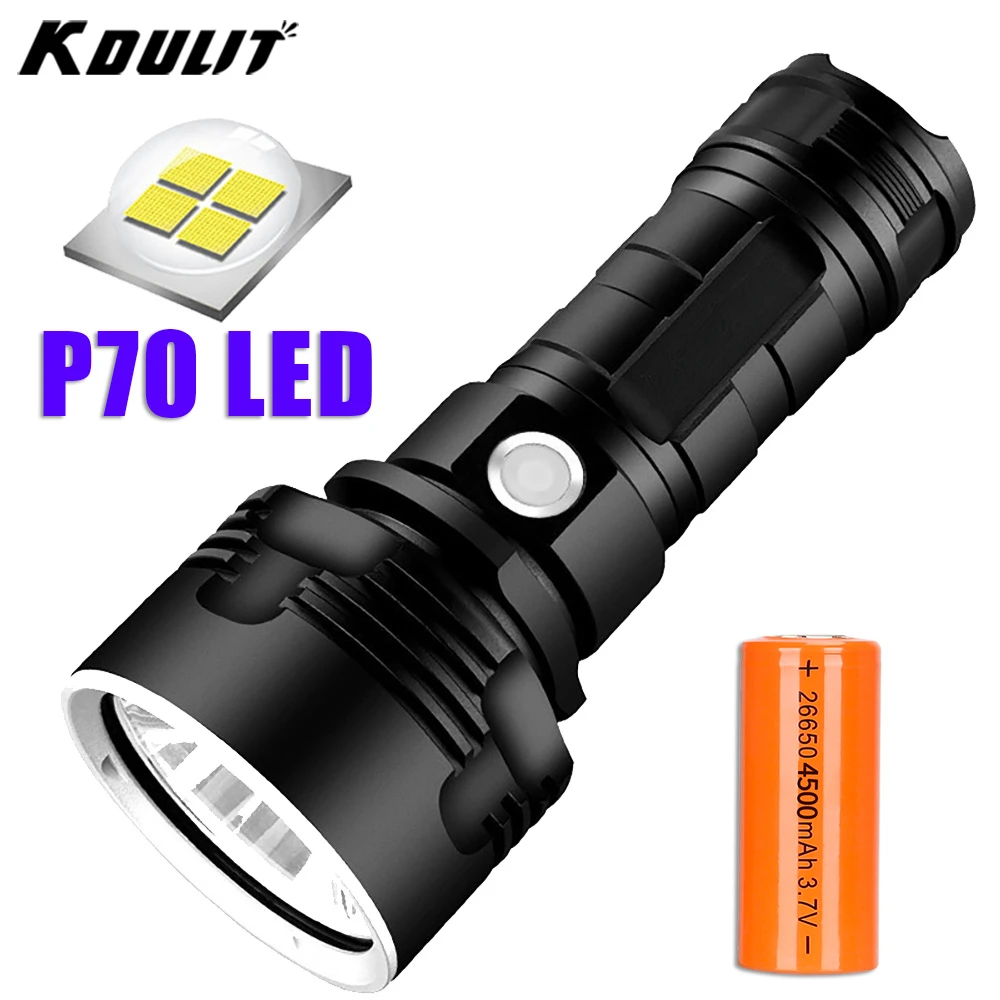 

L2 P70 Powerful LED Flashlight USB Rechargeable Tactical Torch 26650 Battery Waterproof Camping Lantern Outdoor Emergency Lamp