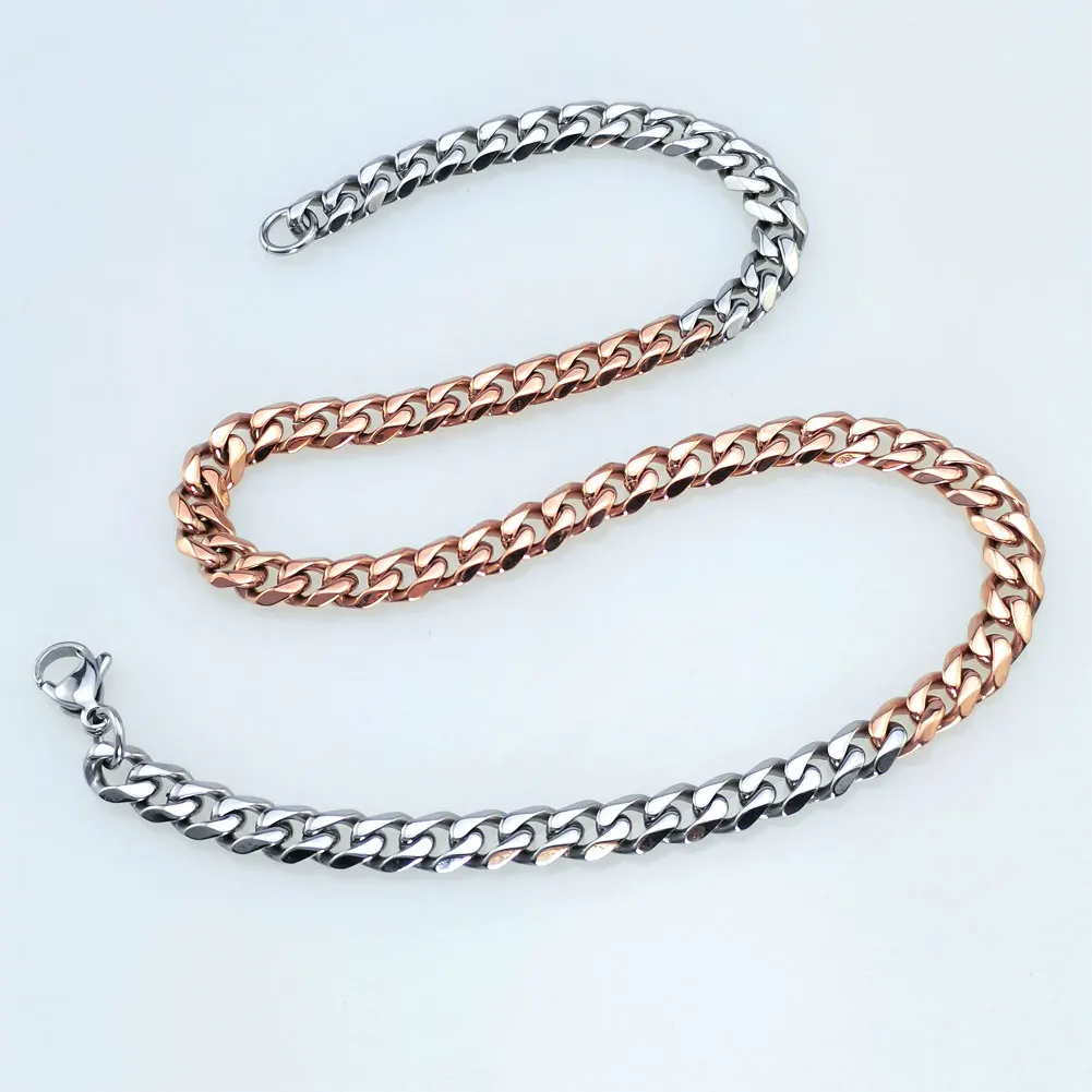 New 316L stainless steel primary colors and rose two-colors Hip hop necklace Jewelry