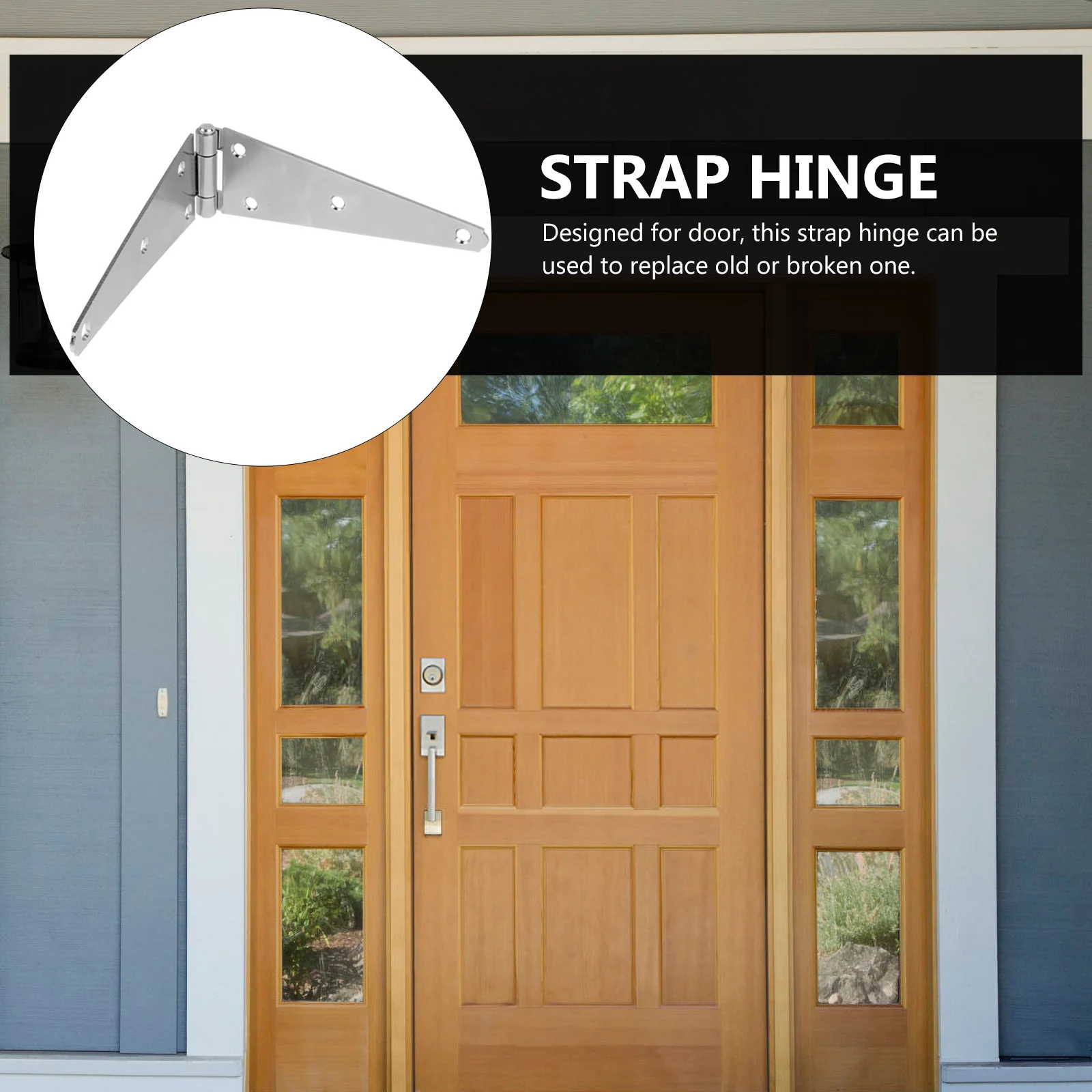 

2 Pcs Outdoor Hinges Exterior Heavy Duty Strap Wooden Fence Gate Silver Hardware