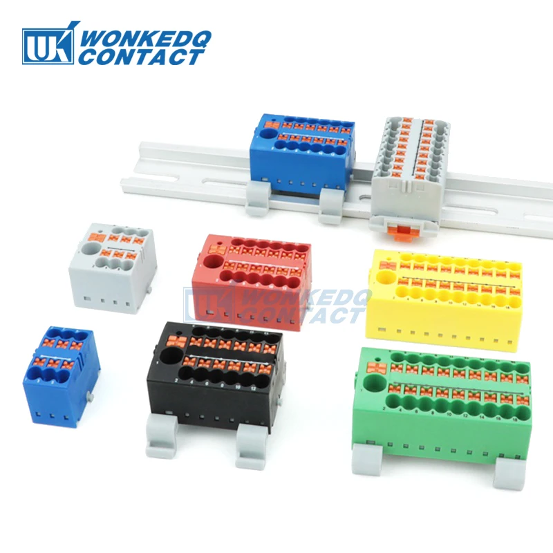 Blok dystrybucyjny PTFIX 2,5 mm² 2/4/6/7/12/13/18/19 Połączenie Wciskane złącze listwy zaciskowej zasilania elektrycznego Montaż na szynie Din