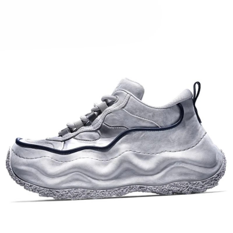 

Europe Platform-soled Daddy Shoes for Men's Women's Casual Sneakers Genuine Leather Fashion Comfortable Height Increasing Shoes