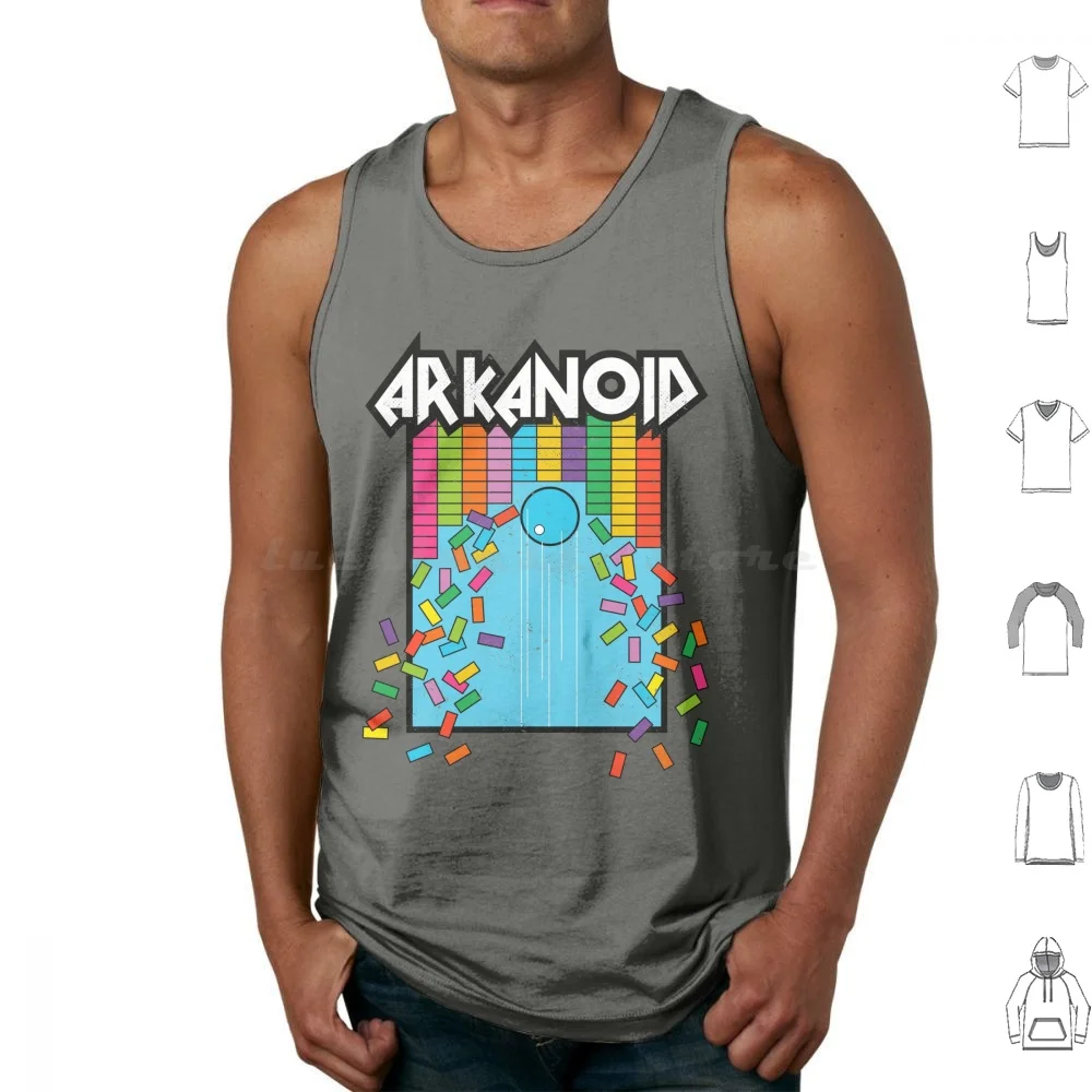 Retronoid Tank Tops Vest Sleeveless Videogames Video Games Video Game Arkanoid Arcade Retro Vintage Console Gamer