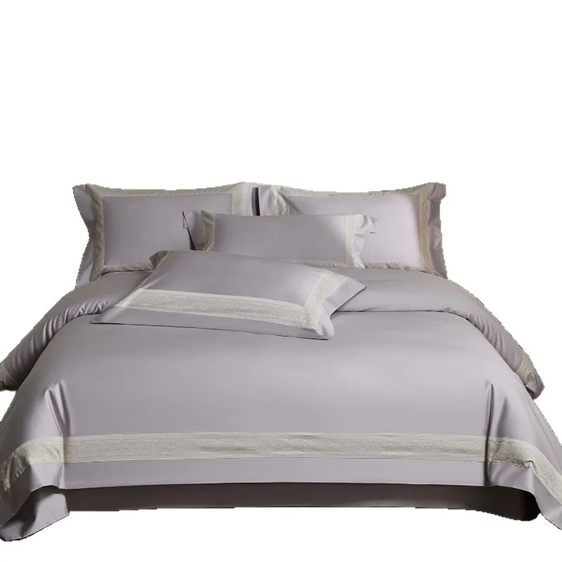 

100 light luxury long-staple cotton four-piece set cotton pure cotton quilt cover bed sheet mattress hotel bedding
