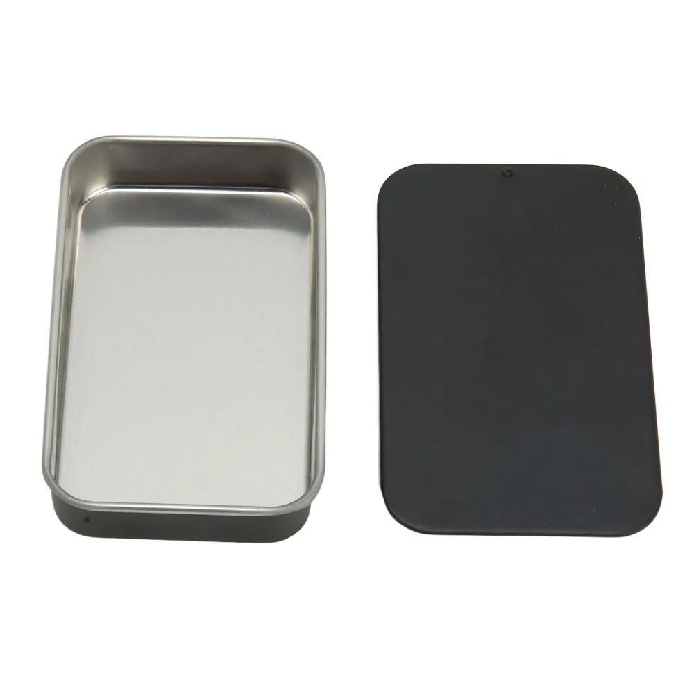 3pcs Metal Rectangular Handheld Bird Feeder Sliding Lid Refillable Dispenser Portable Storage Box Black Color Iron Construction
