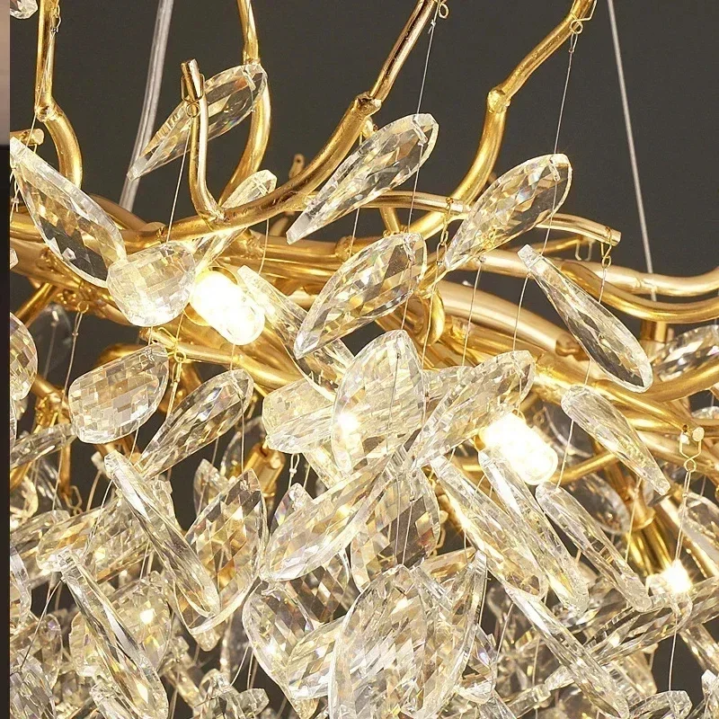 Modern Luxury Crystal Chandelier Branch Ceiling Pendant Lamps Living Dining Room Bedroom Lighting Lustre  Villa Lights Fixture