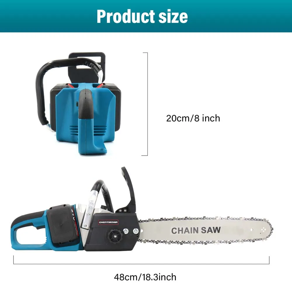 10-18'' Electric Cordless Chainsaw Powerful Wood Cutter Saw +4Battery For Makita